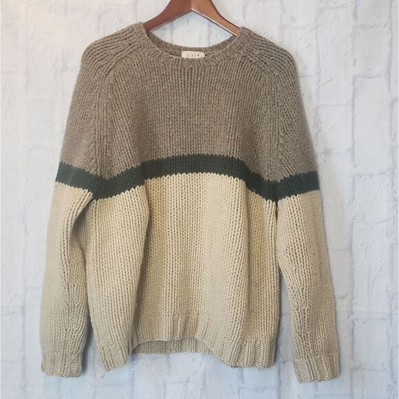 J. Crew Other - J. CREW 100% Wool Hand Knit Chunky Knit Crewneck Sweater